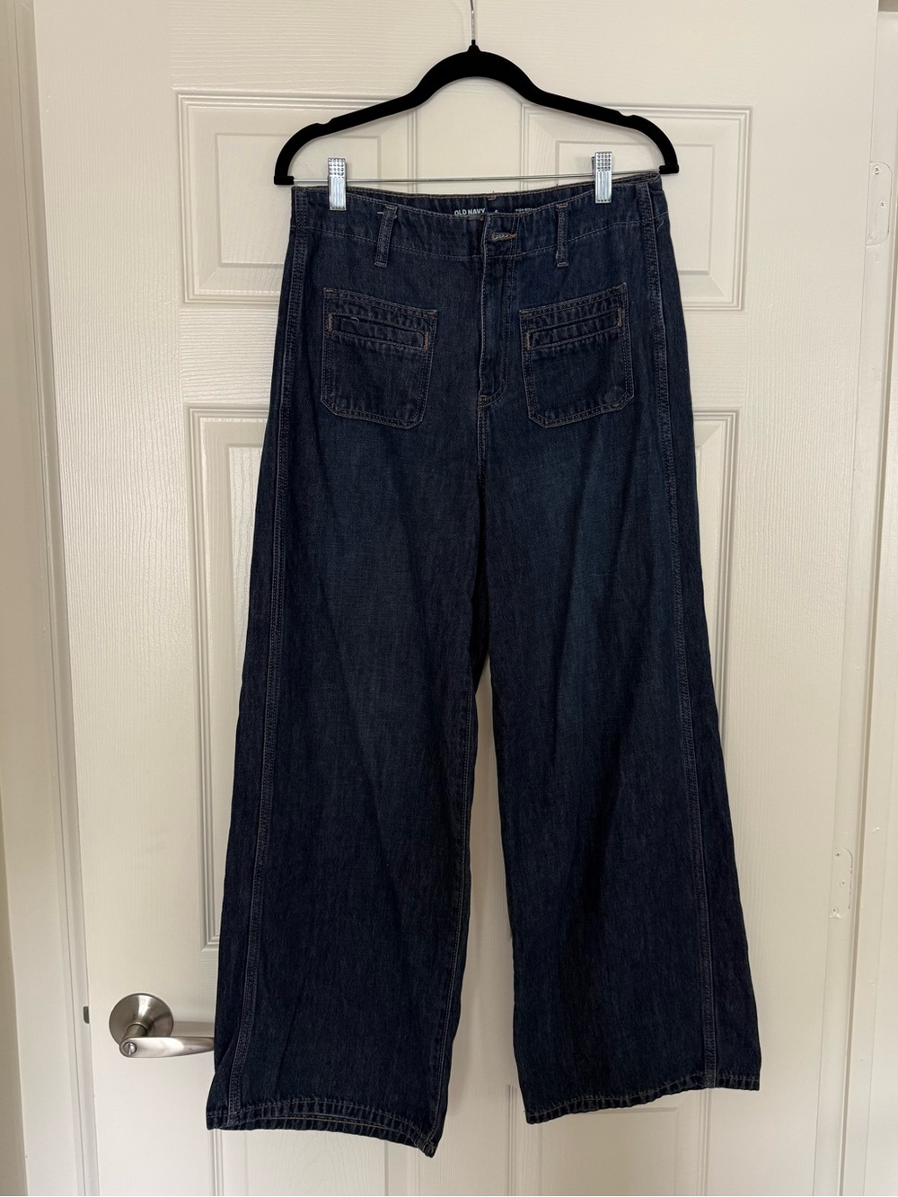 Old Navy High Rise Baggy Wide Leg Dark Blue Women’s Jeans